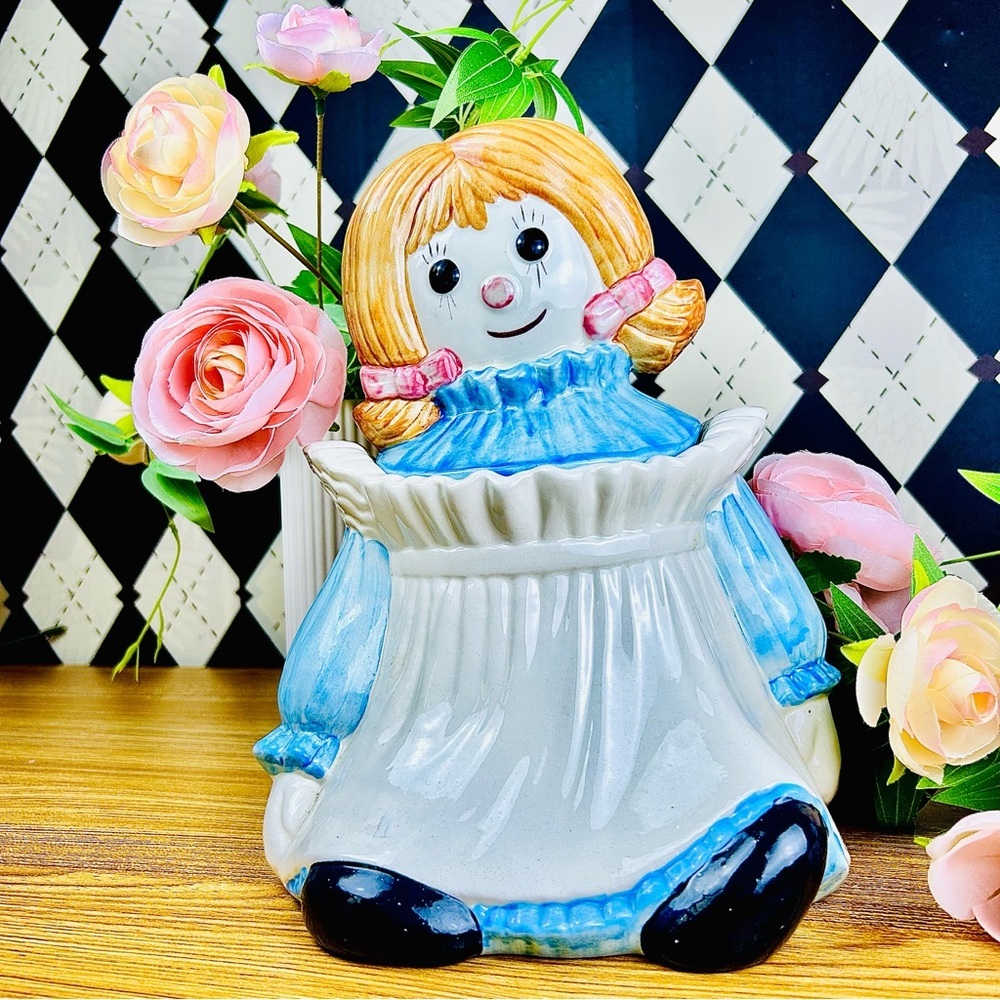Vintage Cookie‎ Jar Raggedy Ann Ceramic Americana Folk Doll Kitchen Decor 11”